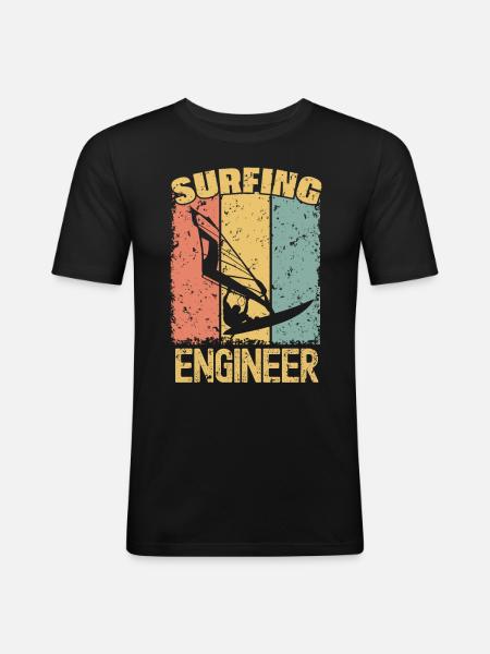 Windsurfing Engineer retro - Men's Slim Fit T-Shirt - black