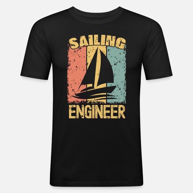 Sailing Engineer retro - Men's Slim Fit T-Shirt - black