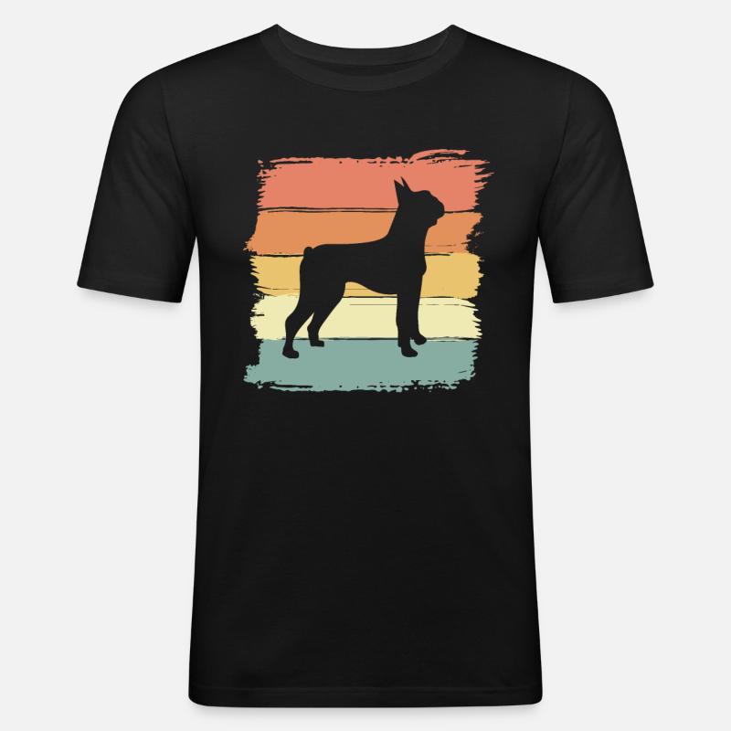 Boston-Terrier Retro - Männer Slim Fit T-Shirt - Schwarz