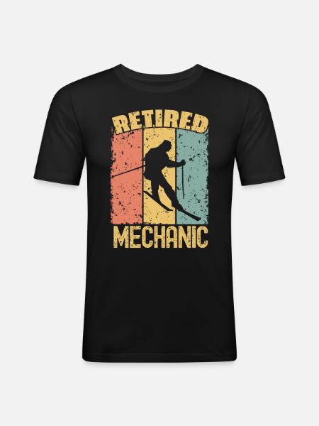 Skiing retired mechanic - Men's Slim Fit T-Shirt - black