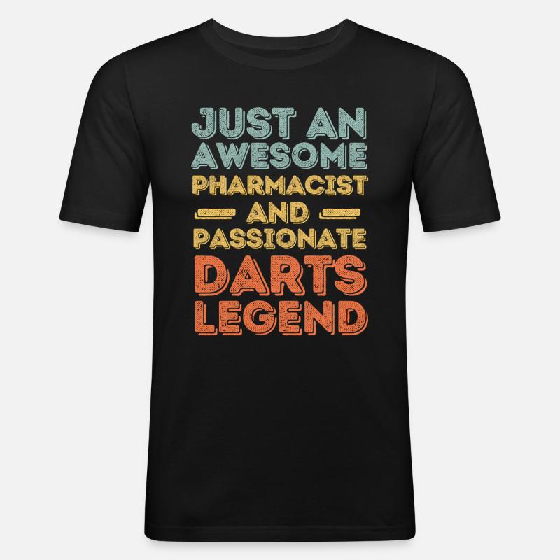 Apotheker Darts Legende retro - Männer Slim Fit T-Shirt - Schwarz