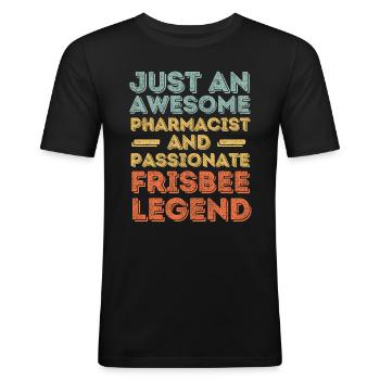 Pharmacist Frisbee legend retro - Men's Slim Fit T-Shirt - black - Front - Nik (191cm)