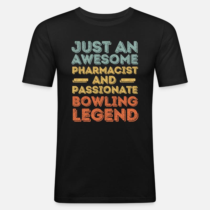 Apotheker Bowling-Legende retro - Männer Slim Fit T-Shirt - Schwarz