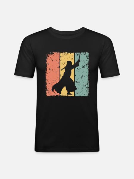 Kendo retro - Men's Slim Fit T-Shirt - black