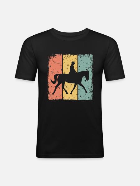 Reiten Retro - Männer Slim Fit T-Shirt - Schwarz