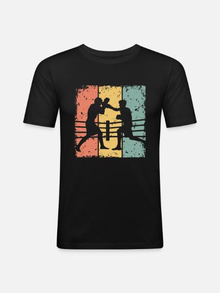 Boxe rétro - T-shirt près du corps Homme - noir