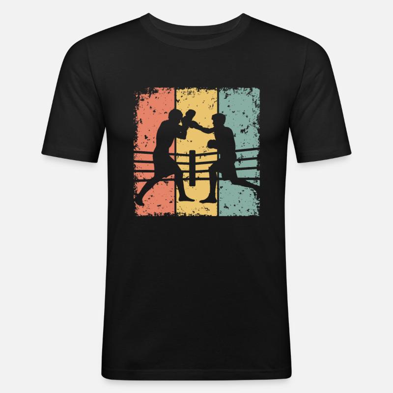 Boxen retro - Männer Slim Fit T-Shirt - Schwarz