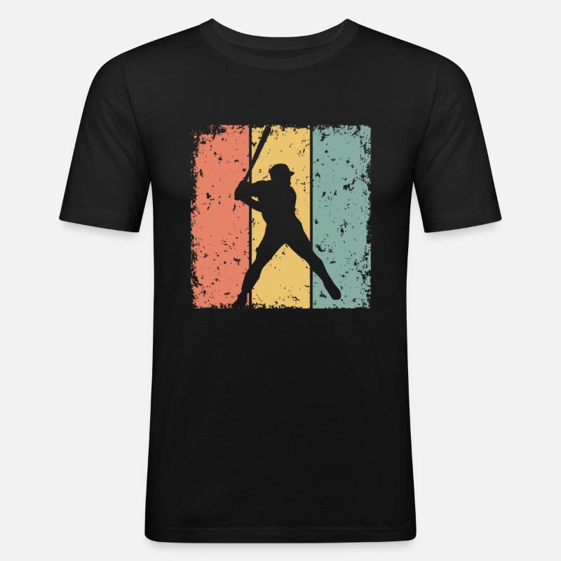 Baseball-Retro - Männer Slim Fit T-Shirt - Schwarz