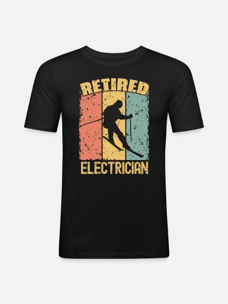 Skiing retired electrician - Men's Slim Fit T-Shirt - black