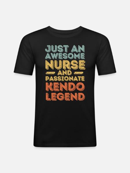 Nurse Kendo legend retro - Men's Slim Fit T-Shirt - black
