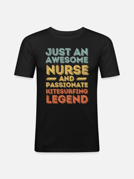 Nurse Kitesurfing legend retro - Men's Slim Fit T-Shirt - black