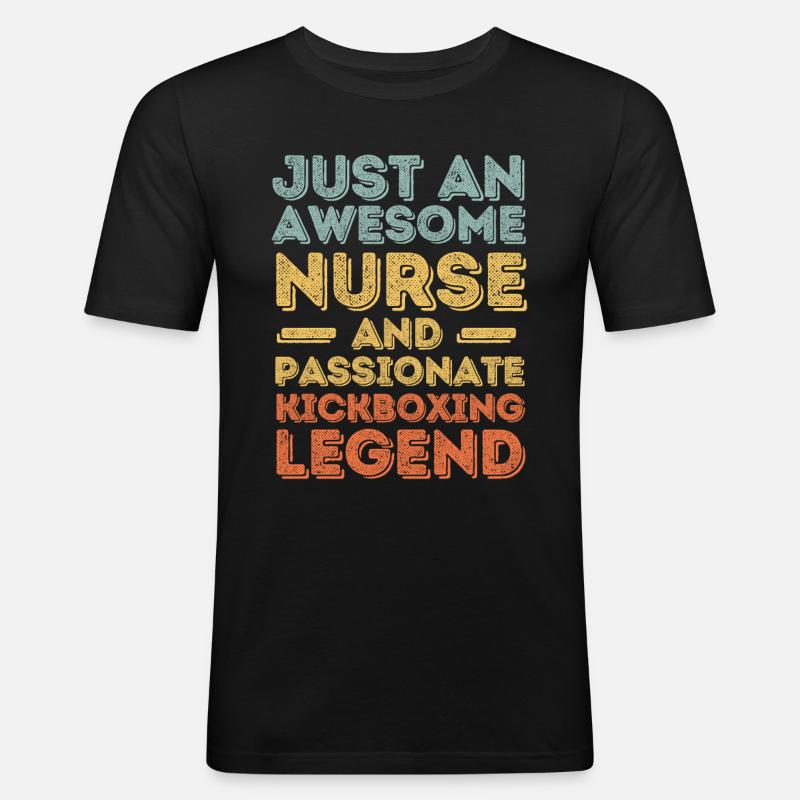 Nurse Kickboxing legend retro - Men's Slim Fit T-Shirt - black