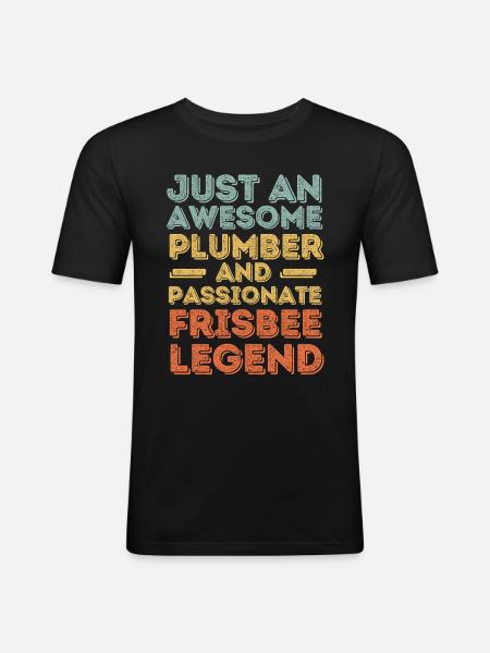 Plumber Frisbee legend retro - Men's Slim Fit T-Shirt - black