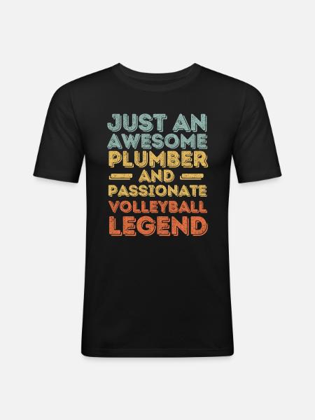 Plumber Volleyball legend retro - Men's Slim Fit T-Shirt - black
