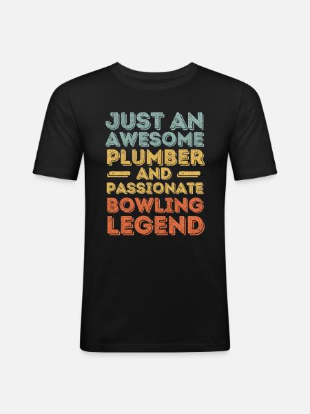 Plumber Bowling legend retro - Men's Slim Fit T-Shirt - black