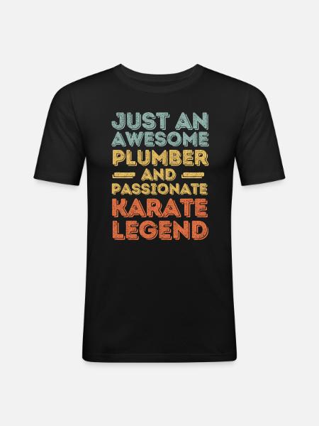 Plumber Karate legend retro - Men's Slim Fit T-Shirt - black