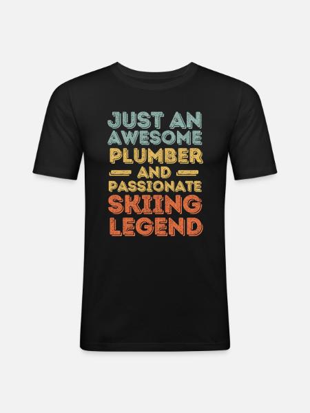 Plumber Skiing legend retro - Men's Slim Fit T-Shirt - black