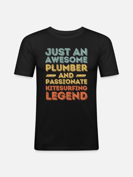 Plumber Kitesurfing legend retro - Men's Slim Fit T-Shirt - black