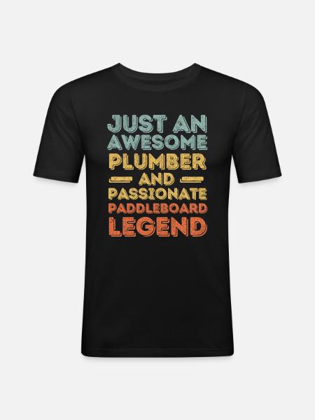 Klempner Paddleboard Legende Retro - Männer Slim Fit T-Shirt - Schwarz
