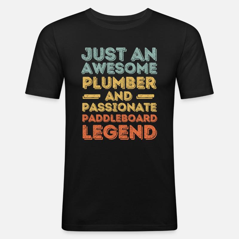 Klempner Paddleboard Legende Retro - Männer Slim Fit T-Shirt - Schwarz
