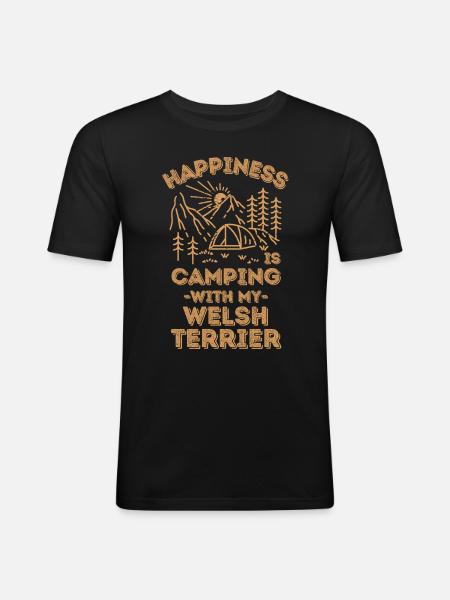 Camping with welsh-terrier - Men's Slim Fit T-Shirt - black