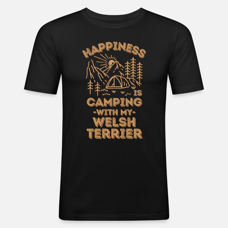 Camping mit Welsh-Terrier - Männer Slim Fit T-Shirt - Schwarz