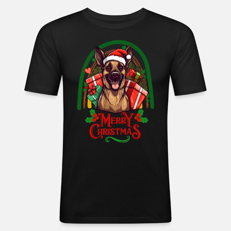 Deutscher Schäferhund Weihnachten - Männer Slim Fit T-Shirt - Schwarz