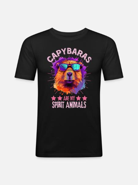 Capybara with sunglasses - Men's Slim Fit T-Shirt - black
