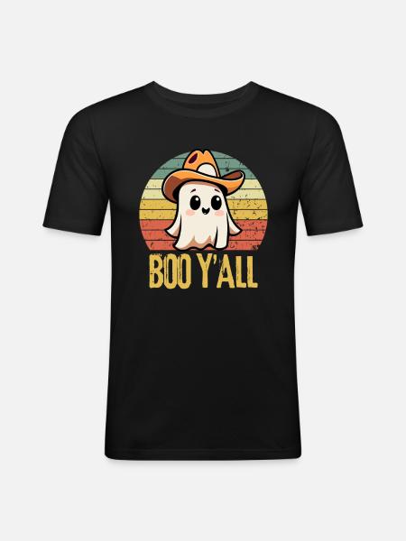 Halloween Ghost Cowboy - Men's Slim Fit T-Shirt - black