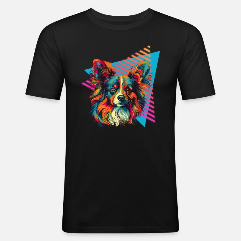 Papillon 80er Jahre Stil - Männer Slim Fit T-Shirt - Schwarz
