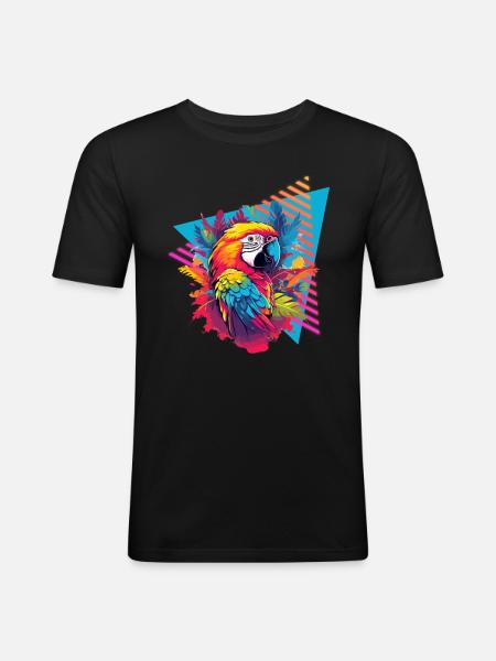 Parrot 80s style - Men's Slim Fit T-Shirt - black