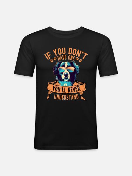 Border Collie with sunglasses - Men's Slim Fit T-Shirt - black
