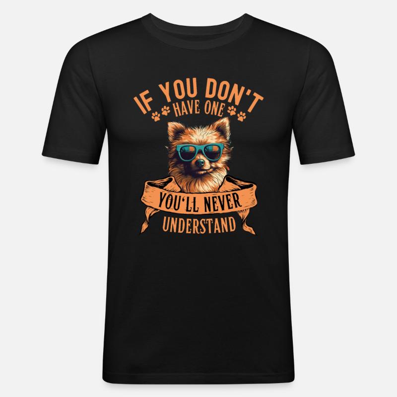 Zwergspitz mit sonnenbrille - Männer Slim Fit T-Shirt - Schwarz