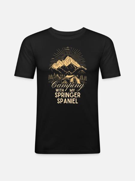 Springer Spaniel Camping - Men's Slim Fit T-Shirt - black