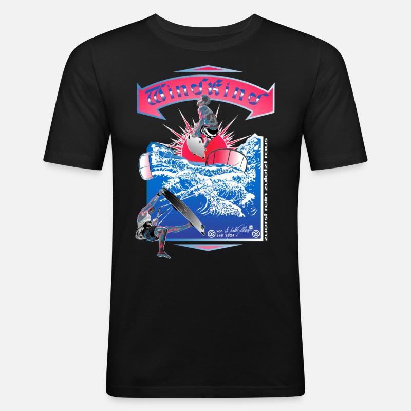 Windkinder - Männer Slim Fit T-Shirt - Schwarz
