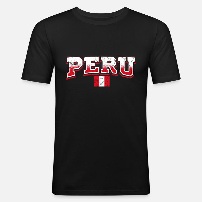 Peru Fan - Männer Slim Fit T-Shirt - Schwarz