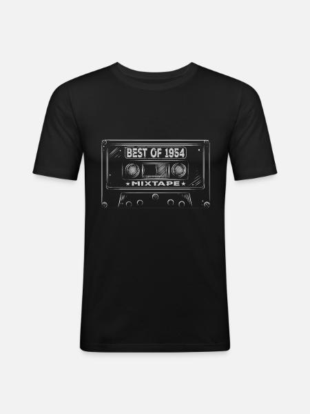 1954 Birthday Mixtape Cassette Retro - Men's Slim Fit T-Shirt - black