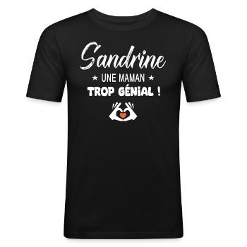 Sandrine Cadeau pour une maman génial - T-shirt près du corps Homme - noir - Devant - Nik (191cm)