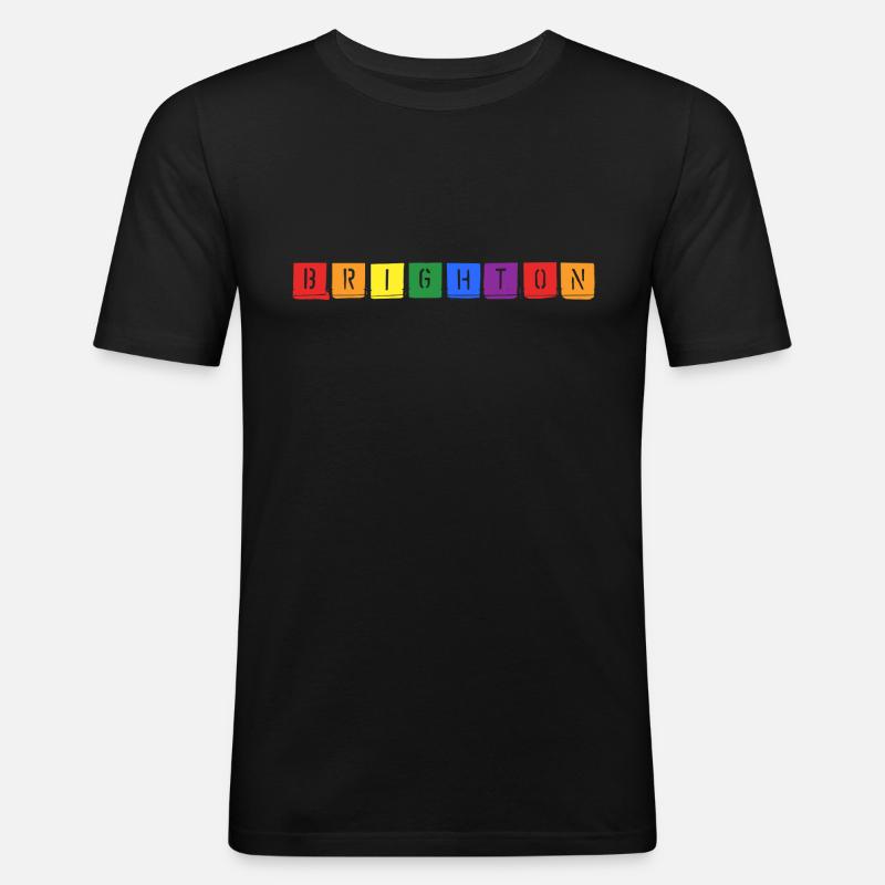 Rainbow Brighton! - Männer Slim Fit T-Shirt - Schwarz