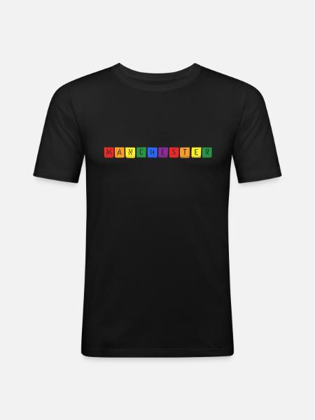Rainbow Manchester - Men's Slim Fit T-Shirt - black