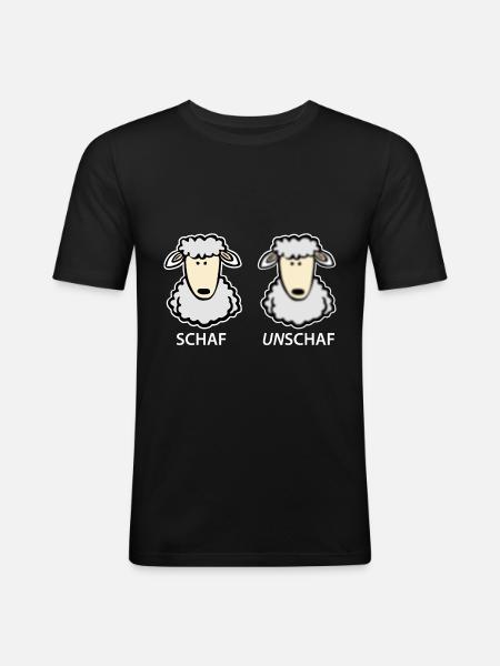 Schaf Unschaf - Männer Slim Fit T-Shirt - Schwarz