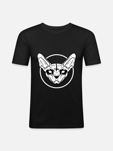 Kawaii Spynx Cat Metal Nu Goth Occult Emo Punk - Men's Slim Fit T-Shirt - black