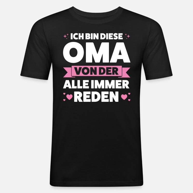 Oma Großmutter Enkelkind Geschenk - Männer Slim Fit T-Shirt - Schwarz