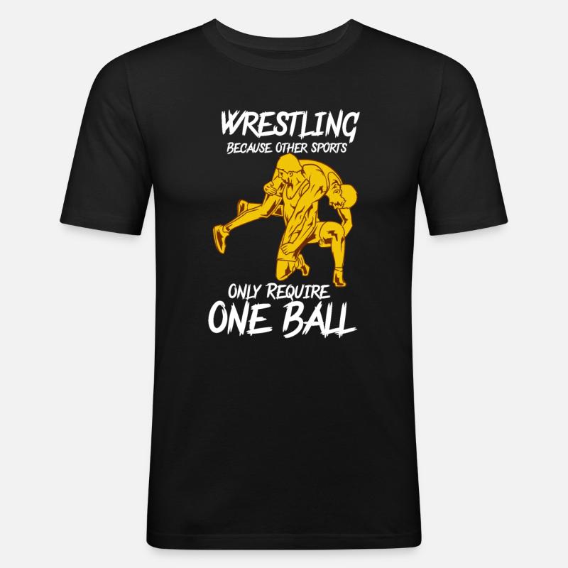 Wrestling Ringen Spruch Sprüche - Männer Slim Fit T-Shirt - Schwarz