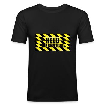 Held der Baustelle! | Bauarbeiter Geschenkidee - Männer Slim Fit T-Shirt - Schwarz - Vorne - Nik (191cm)