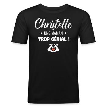 Christelle Cadeau pour une maman génial - T-shirt près du corps Homme - noir - Devant - Nik (191cm)