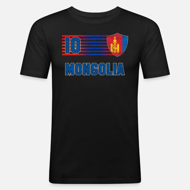 Mongolei - Männer Slim Fit T-Shirt - Schwarz