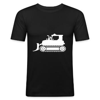 T-shirt bulldozer blanc - T-shirt près du corps Homme - noir - Devant - Nik (191cm)