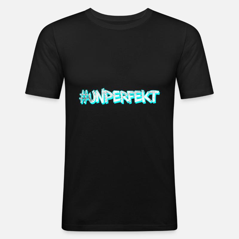 #unperfekt - nicht perfekt cyan - Männer Slim Fit T-Shirt - Schwarz
