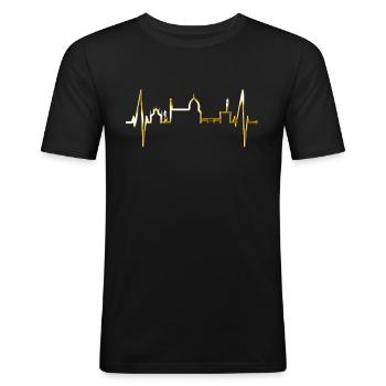 Florence Skyline Italy Heartbeat I Love Firenze - Men's Slim Fit T-Shirt - black - Front - Nik (191cm)